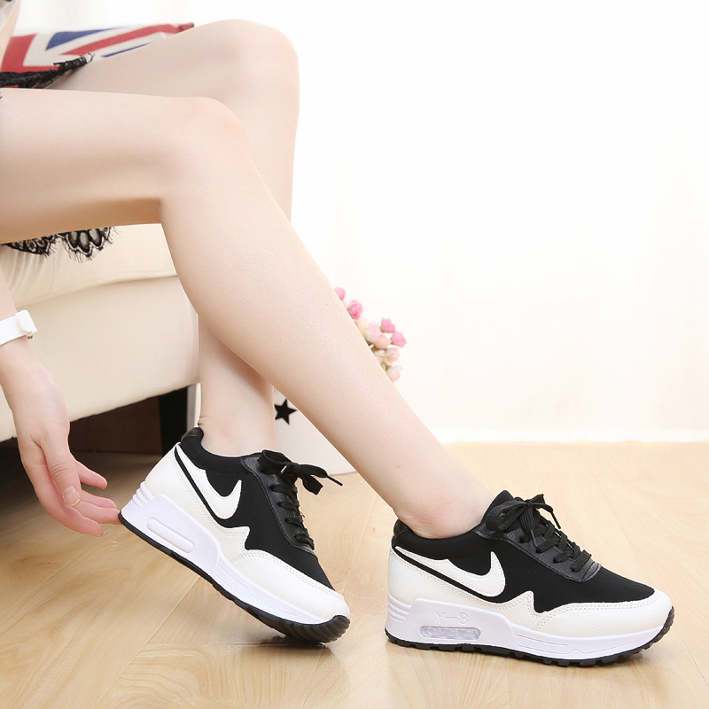 2015夏秋新款韩版学生板鞋潮气垫运动跑步休闲鞋女 松糕坡跟单鞋