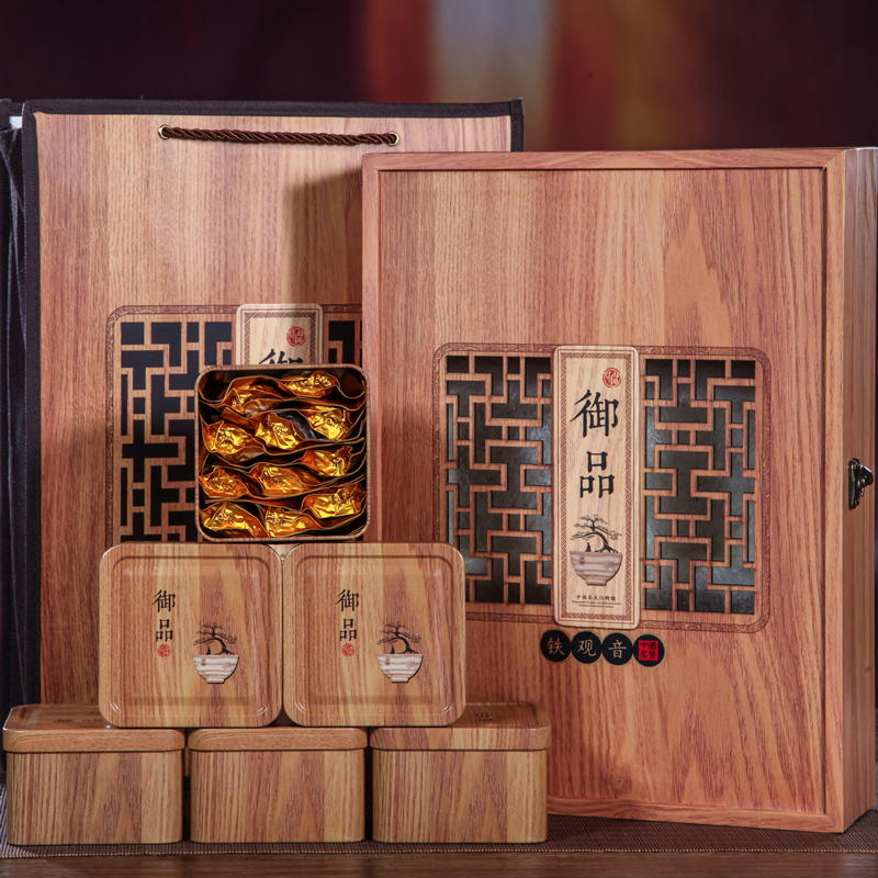 国庆节送礼礼品茶 安溪铁观音礼盒装木质礼盒 浓香型新茶500g包邮