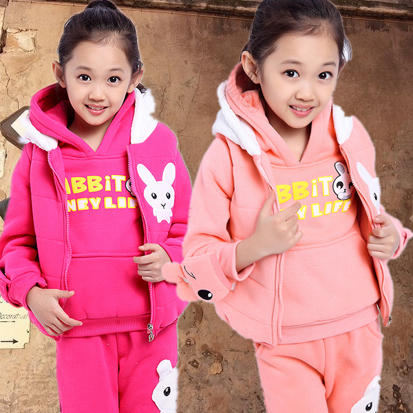 童装女童2015新款冬装女大童10-11-12岁女孩儿童卫衣加厚三件套装
