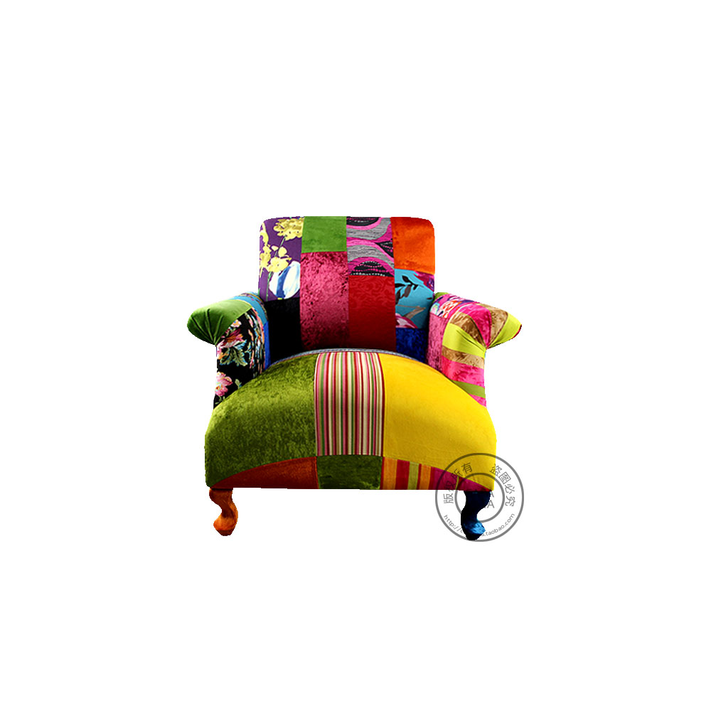 盖雅奢华定制 原创欧式布艺拼接沙发椅撞色沙发新古典好评如潮