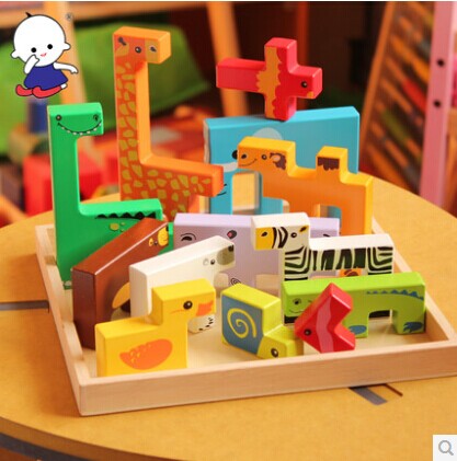 1-2-3岁儿童宝宝木制拼版木质拼图益智动物形状认知配对玩具