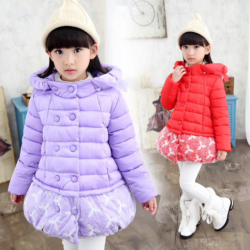 2015韩版冬装新款童装 中大童儿童公主上衣轻纱棉袄女童棉衣