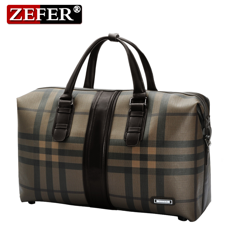 ZEFER 新款男士手提斜挎包 出差旅行包 时尚格纹大容量男包HZ010