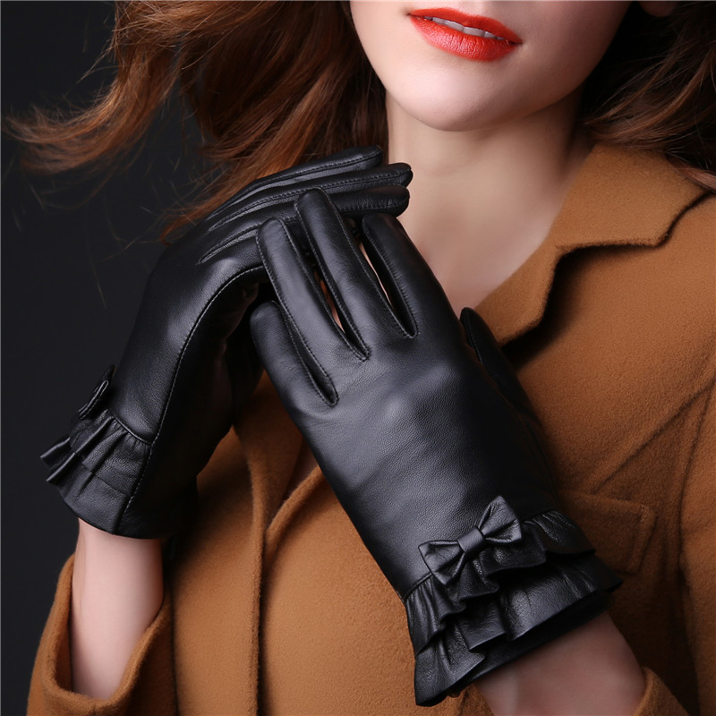 2016新款韩版山羊皮真皮手套女加绒加厚冬季保暖手套触摸屏皮手套