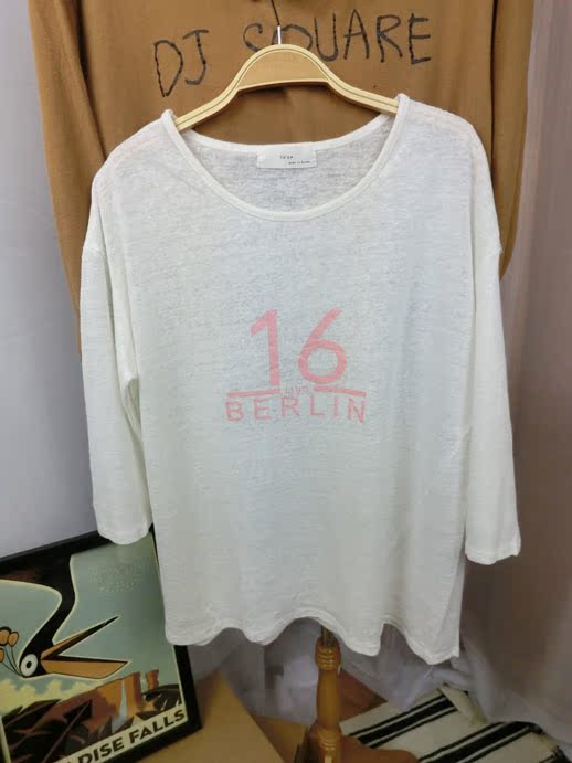 2015春季款 韩国学院风甜美字母撞色中袖T恤打底衫女卫衣 两色