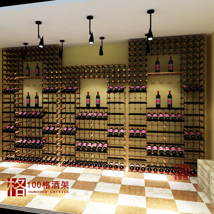 酒窖酒架墙体镂空挂杯红酒储藏展示架按格定制300mm深度红酒架