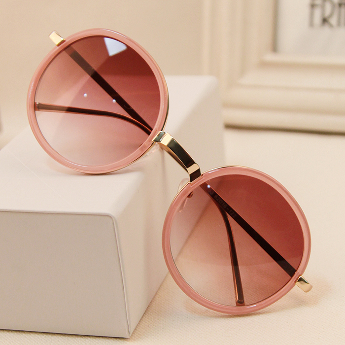 韩国新款2015气质圆框高档金属镶嵌甜美糖果色太阳镜时尚墨镜T573