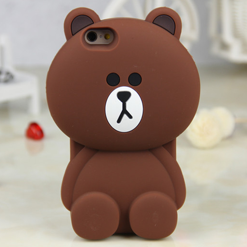 iphone6布朗熊公仔立体硅胶手机壳6 plus保护壳苹果6/5s保护套4.7