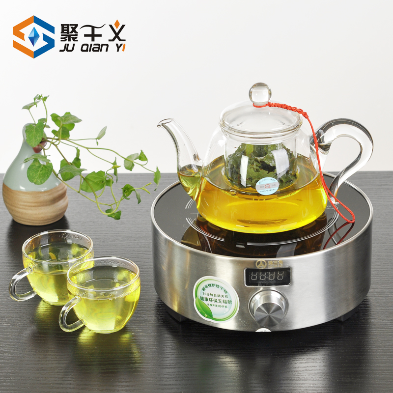 聚千义 电陶炉+耐热玻璃茶壶套装 玻璃煮茶水壶耐高温加厚600ML