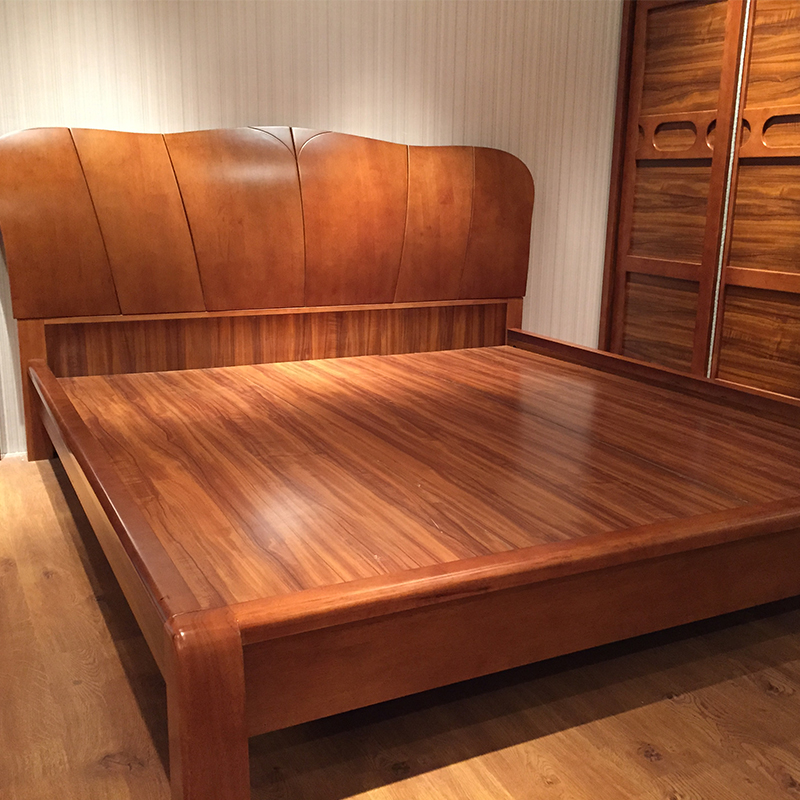 雷奥家具 实木床1.8/1.5米现代新中式简约橡木双人婚床高箱储物床