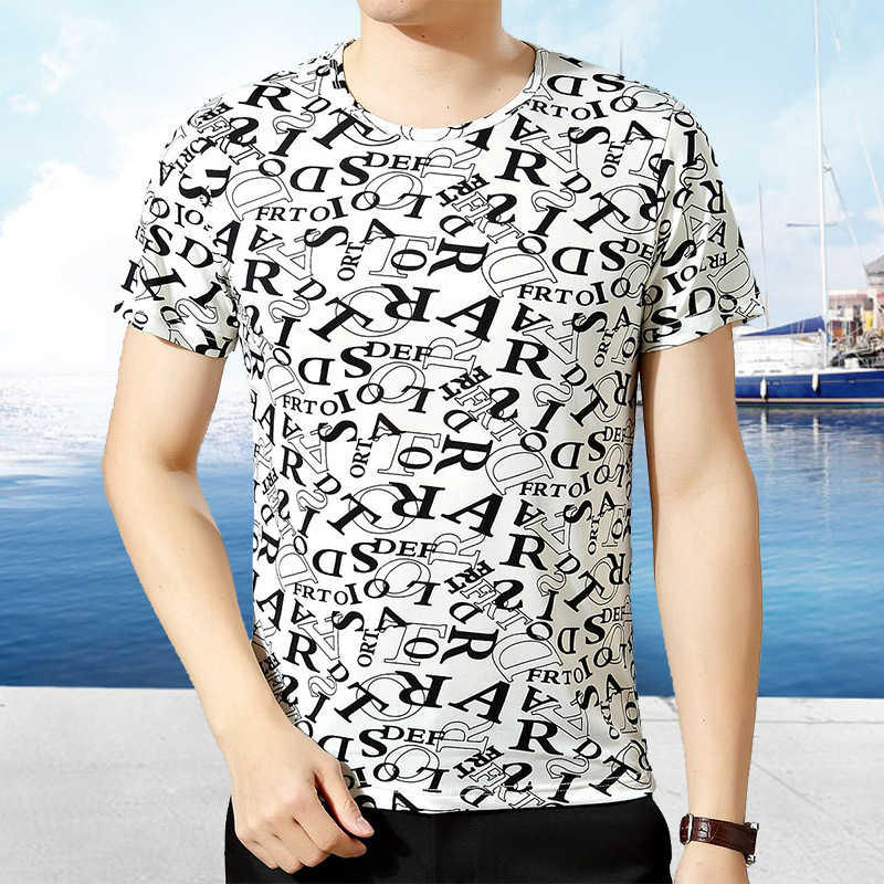 2016夏季新款字母半袖t恤男士百搭潮男短袖t恤衫男式韩版修身衣服