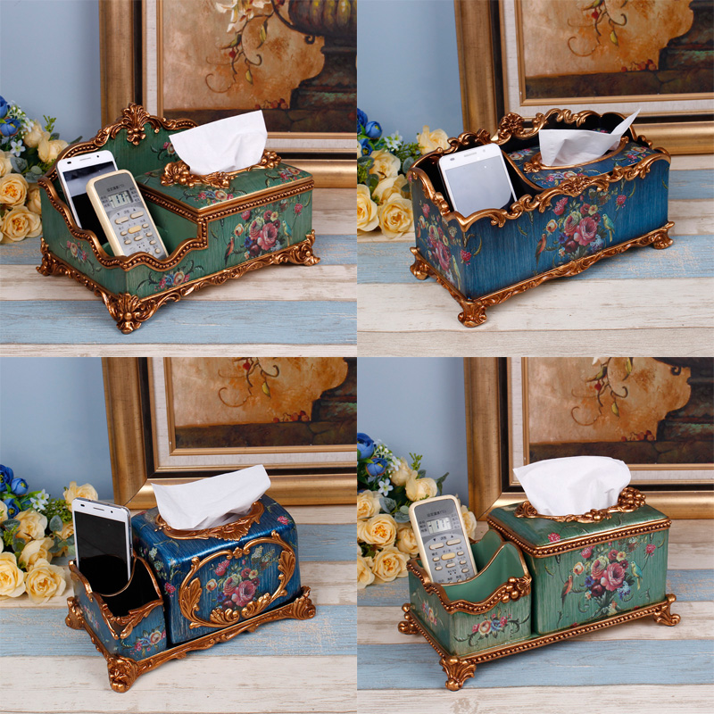 欧式多功能纸巾盒茶几遥控器收纳盒客厅家用抽纸盒餐厅创意纸抽盒