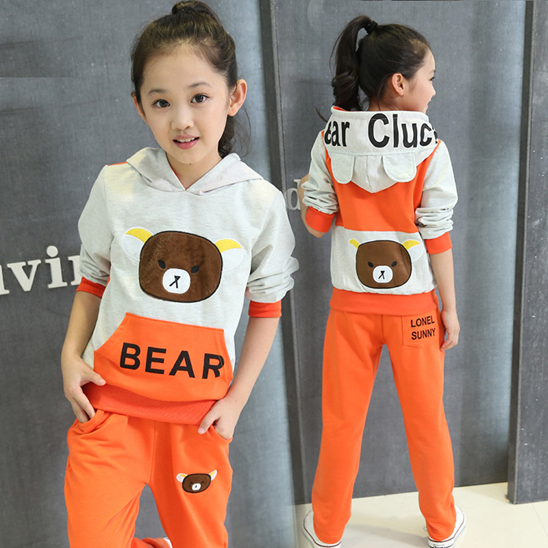 童装女童春秋套装2016新款韩版儿童中大童男童运动休闲卫衣两件套