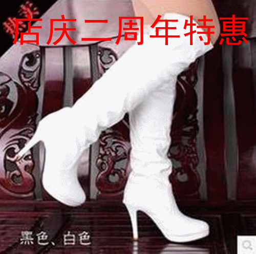 特价秋冬季新品韩版高跟长靴白色高筒靴过膝长筒靴女士靴子骑士靴