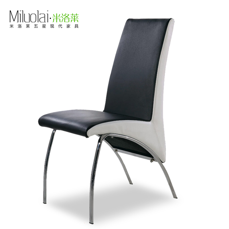 米洛莱 餐椅 时尚 黑白色搭配 仿皮倚 皮椅 客厅靠椅