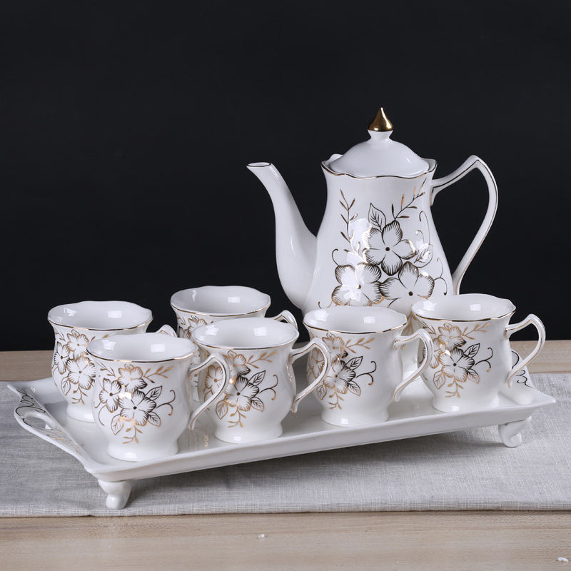 简约手绘茶具咖啡套装杯欧式茶杯陶瓷杯碟日用商务礼品厂家直销