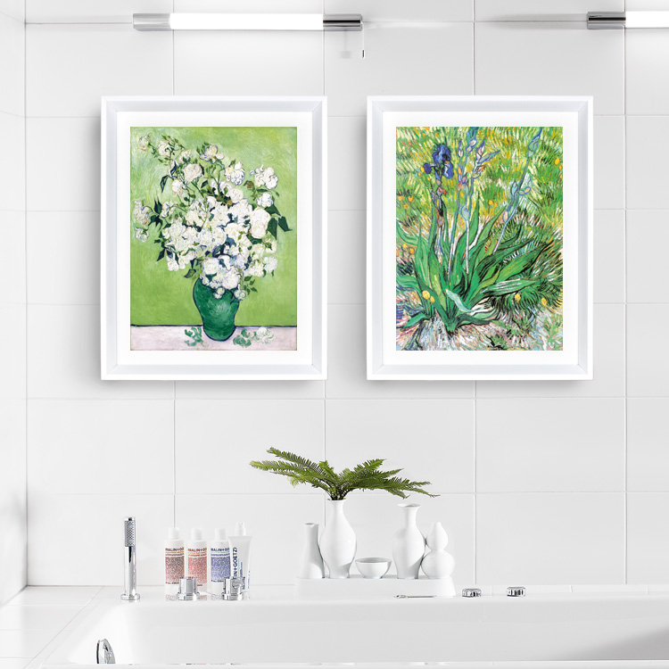 列昂纳多 现代简约餐厅防水画壁画客厅卫生间浴室挂画梵高白玫瑰