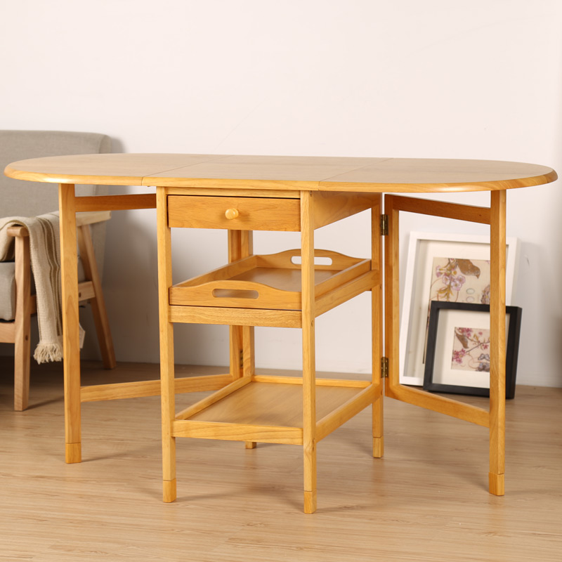 越茂 折叠餐桌 田园实木折叠桌可移动饭桌收纳桌伸缩 小户型餐桌