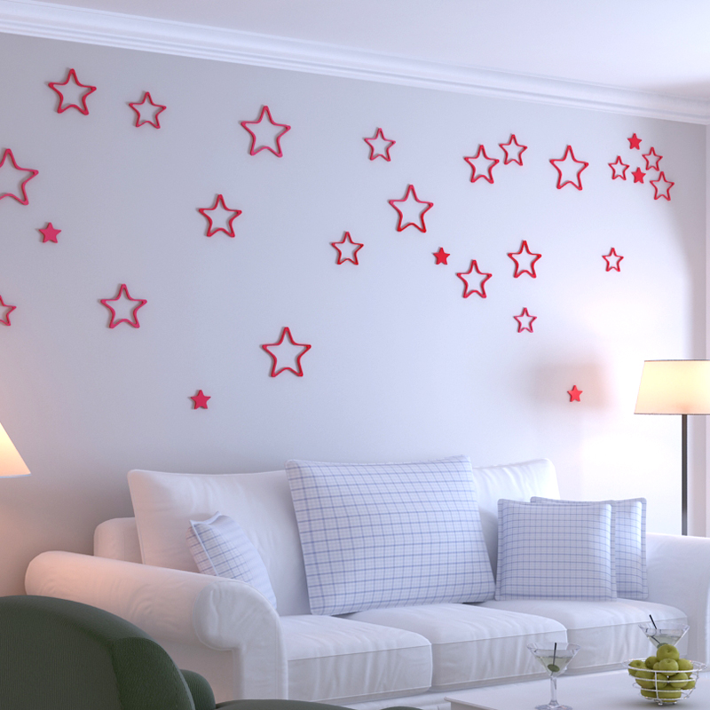 五角星木质墙饰壁饰 墙贴可移除 墙壁装饰墙贴纸壁纸来自星星的你