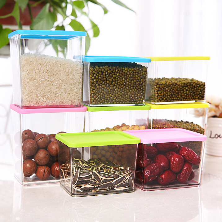 多功能 厨房透明塑料储物罐收纳罐密封盒 五谷杂粮都能装4色2规格