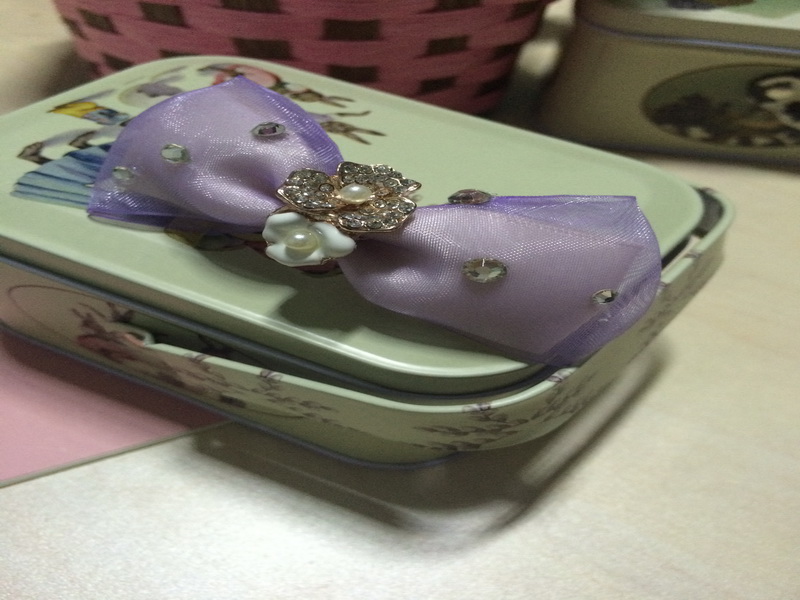 手工紫色蝴蝶结弹簧夹发夹