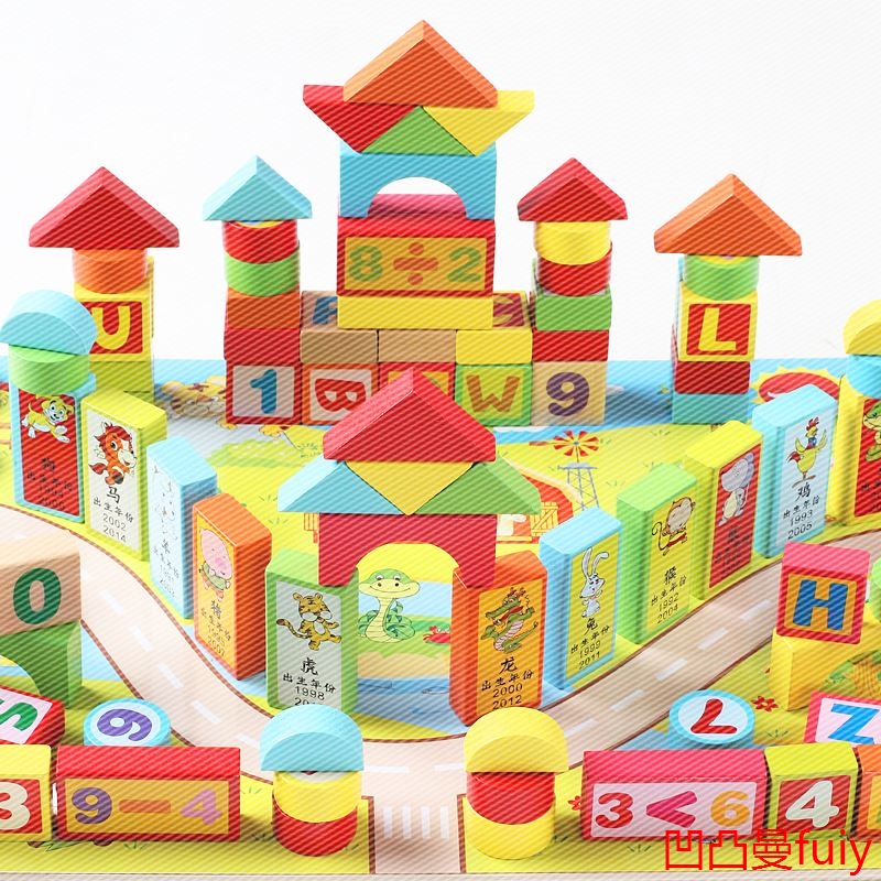 大颗粒积木玩具1-2-3-6周岁木制质儿童益智力宝宝启蒙桶装