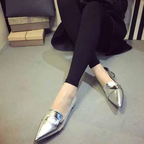 2015新款欧美小皮鞋OL时尚女单鞋尖头洋气休闲舒适中粗跟工作鞋子