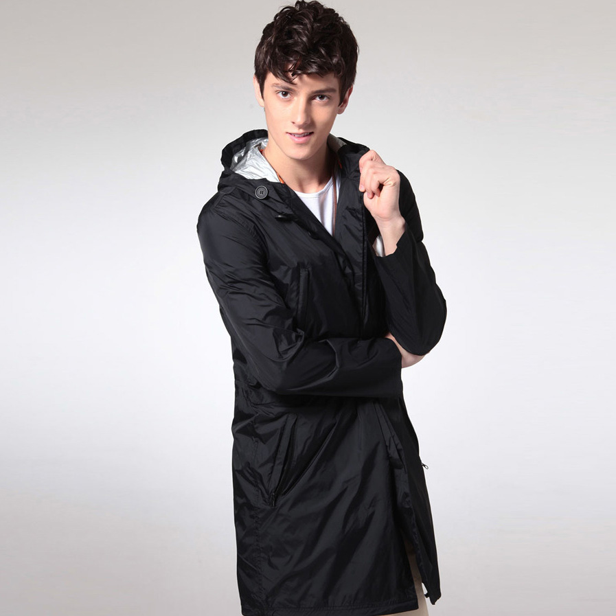 时尚韩版男士风衣式雨衣雨披长款户外登山旅行防晒成人行走防晒