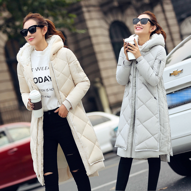 实拍2015冬季新款韩国代购加长款羽绒服女羊羔毛正品棉衣外套