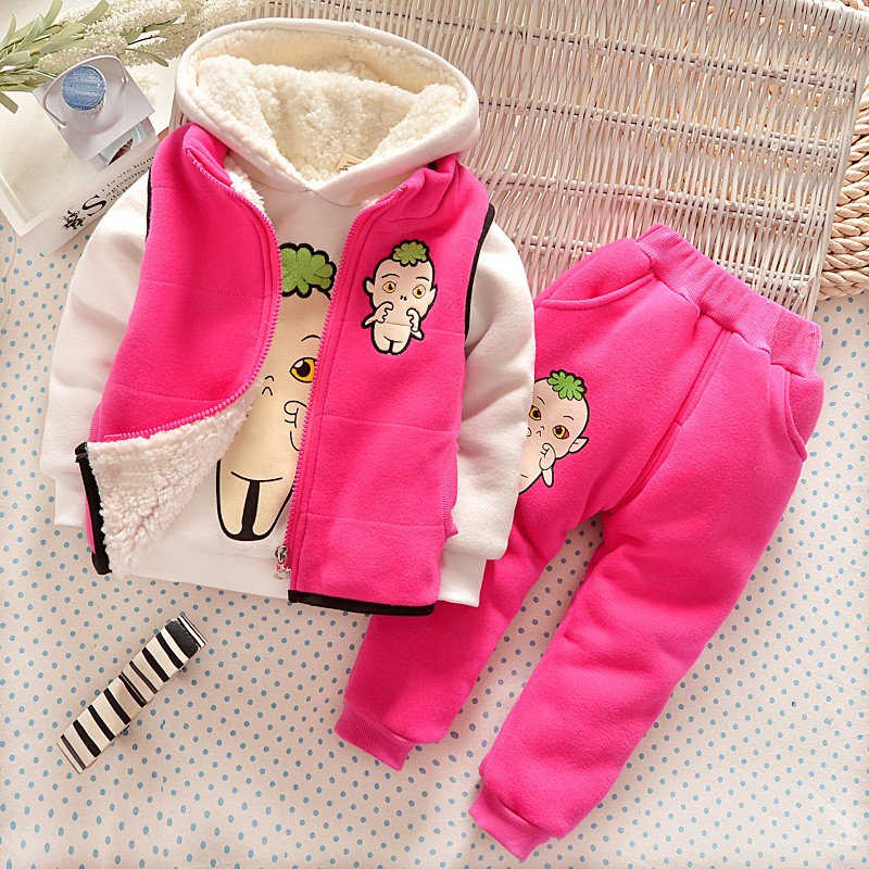 女童装秋冬装0-1-2岁3-9个月女宝宝衣服冬款婴幼儿童棉衣三件套装
