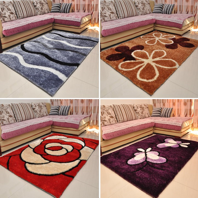加厚加密亮丝地毯韩国丝图案地毯客厅卧室茶几地毯可定制