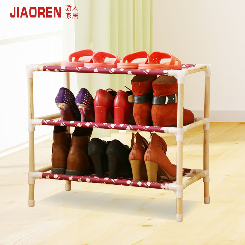 简易鞋架收纳架实木置物架创意实木鞋柜简易层架厨房架子包邮特价