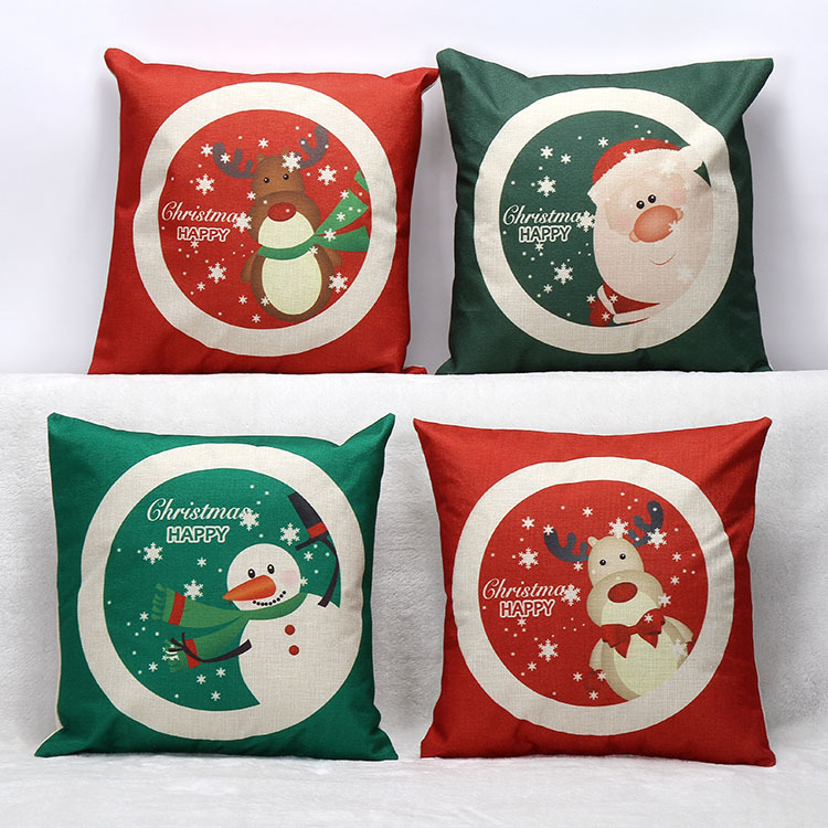 【岔路狂奔】缤纷圣诞系列棉麻抱枕靠垫办公室午休抱枕 节日礼物
