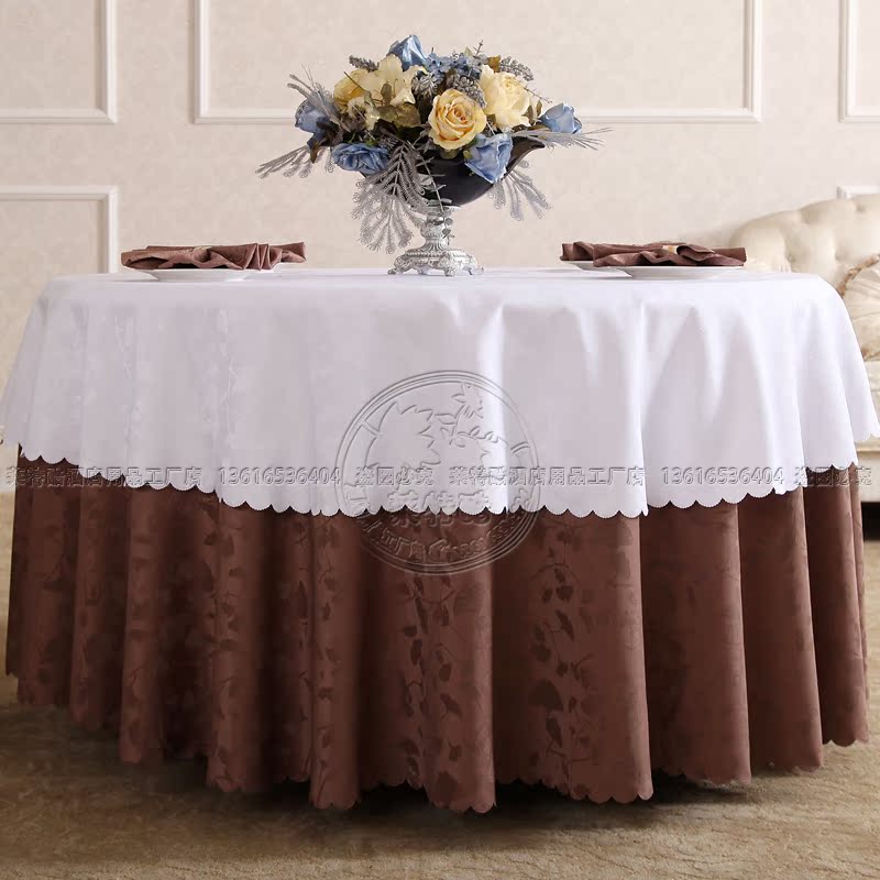 欧式酒店桌布 西餐桌布 白色褐色咖啡银杏叶桌布圆桌台布布艺