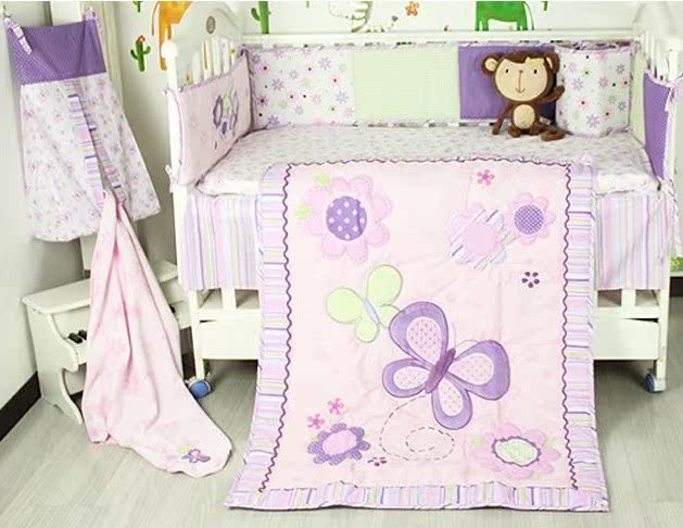 Carter's卡特婴儿床品套件宝宝床上用品六件套浪漫紫蝴蝶包邮