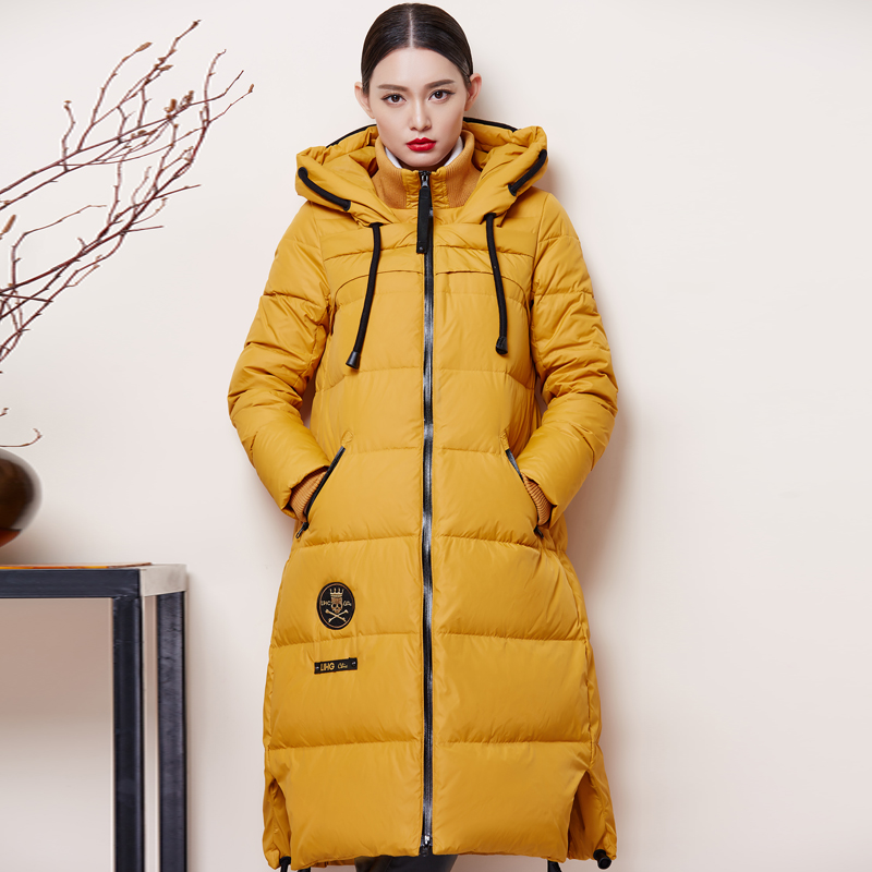 巴布欧2015冬装新款羽绒服女长款韩版军装版羽绒衣连帽594723