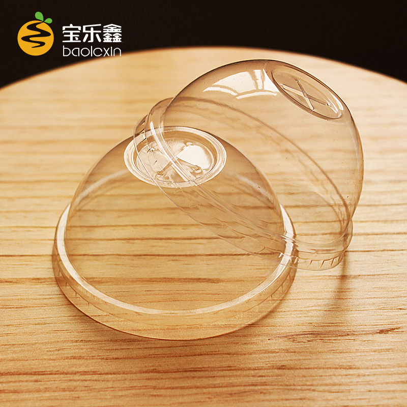 90口径球盖 加厚一次性塑料奶茶杯 纸杯专用透明90球盖平盖500个