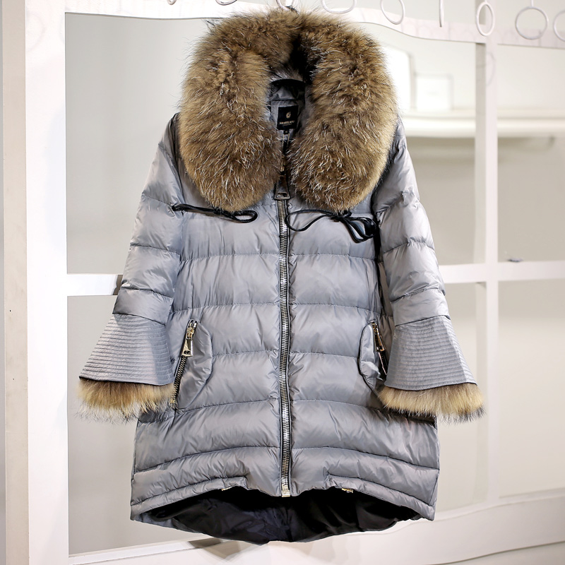 2015冬季新款 加厚羽绒服 超大貉子毛A版 喇叭袖羽绒服 新品特价