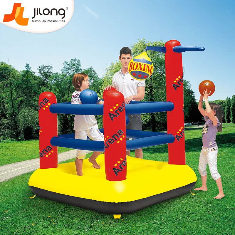 吉龙 拳击蹦床游戏围栏充气儿童玩具城堡 宝宝家庭护栏加厚投篮床