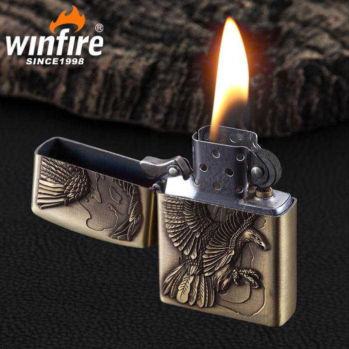 winfire兴丰男士复古老式煤油打火机创意个性浮雕防风超薄火机