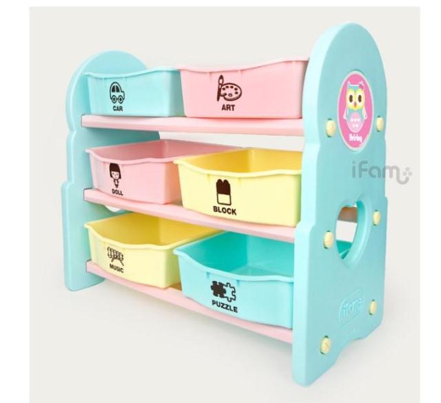 韩国进口原装IFAM棉花糖宝宝玩具书本整理架收纳盒儿童储物架3层