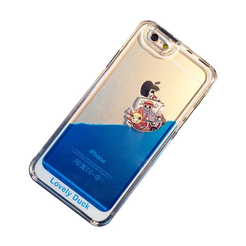 新款苹果iPhone6plus游泳小黄鸭保护壳 韩潮液态流动手机壳包邮
