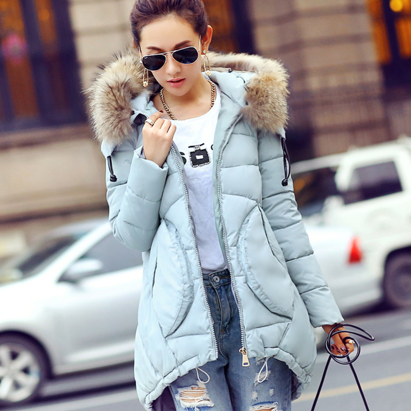 女装2015新款冬装韩版斗篷毛领大口袋加厚中长款羽绒棉服