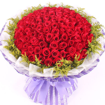 深圳鲜花店同城速递99朵红玫瑰花束生日祝福罗湖区送花老婆女朋友