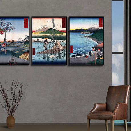 浮世绘大师歌川广重风景日式和风料理店壁画有框无框大尺寸装饰画