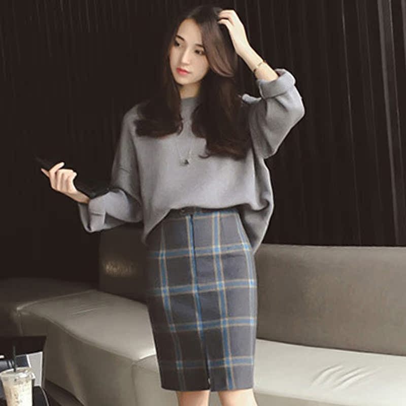 秋季套装女 2016冬季新款韩版时尚学生宽松套头毛衣短裙两件套装