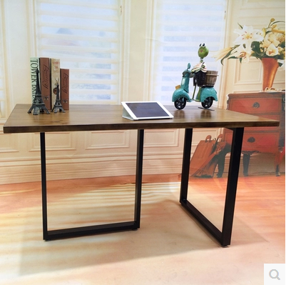 铁艺实木餐桌 大板长桌复古书桌电脑桌美式乡村咖啡酒吧桌椅组合
