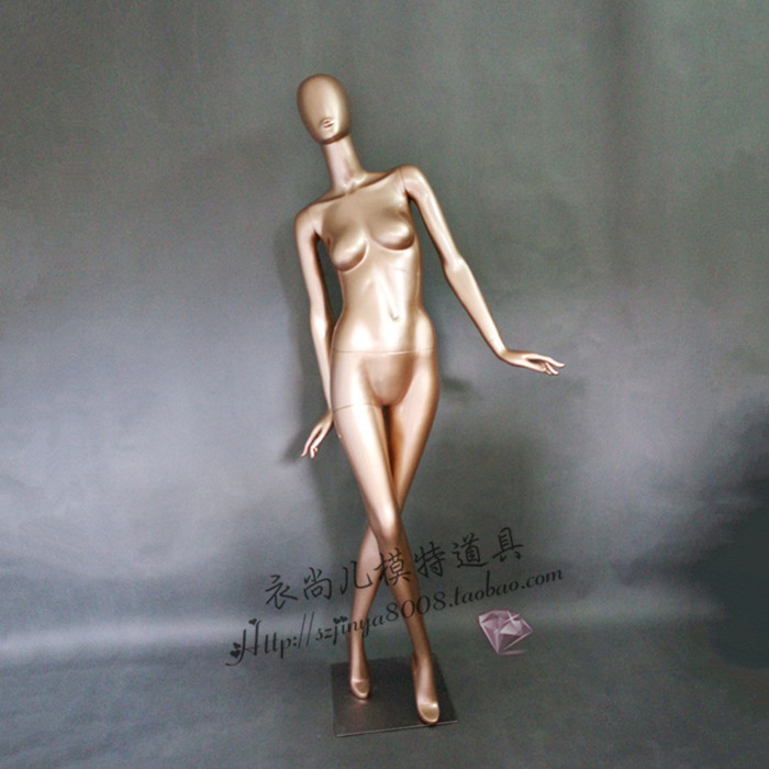 高端服装展示人体模特道具女玻璃钢人台金色橱窗模特个性动态模特