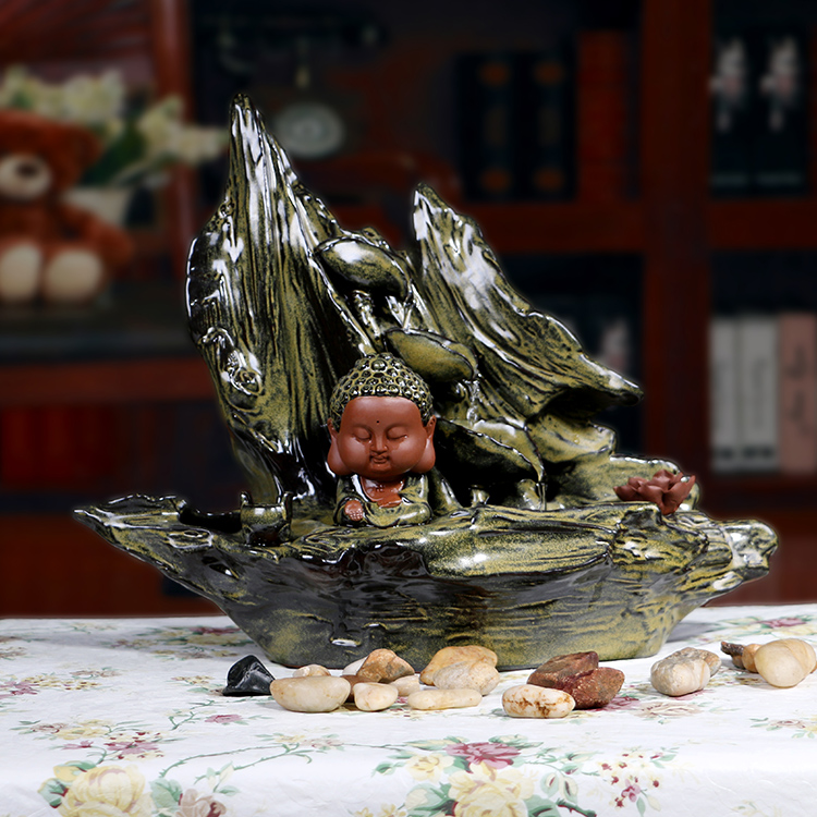 创意新品陶瓷喷泉家居客厅桌面流水摆件手工艺制作加湿器实用礼品