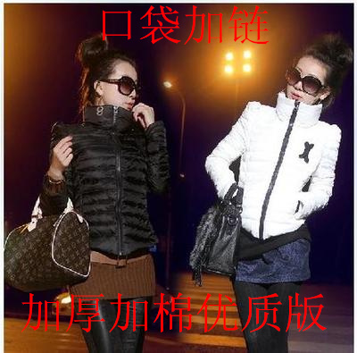 2014新款韩版高领起肩短款修身感羽绒服 棉衣棉服外套女